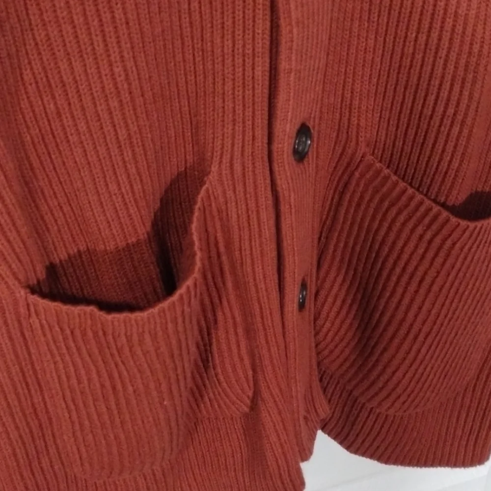 Banana Republic Rust Shawl  100% Organic Ribbed Cotton Cardigan Size Large New